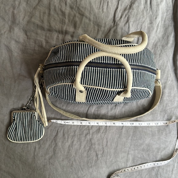 KAPITAL style / Armani Jeans Canvas/Leather Women's Satchel Hand Bag 13" x 9" - Picture 6 of 12